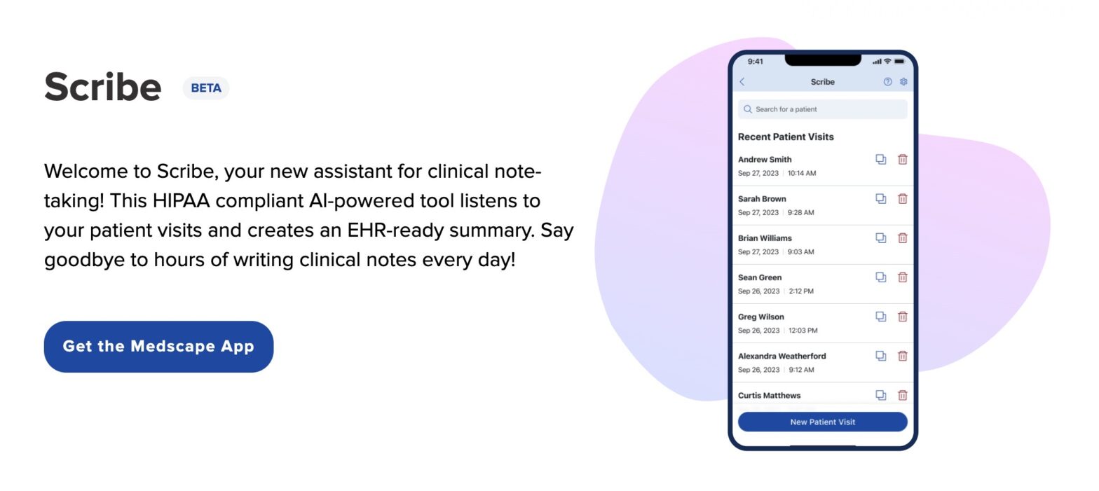 Medscape Launches Free AI Medical Scribe for Physicians –